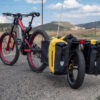 Adventure e-bike with a trailer attached